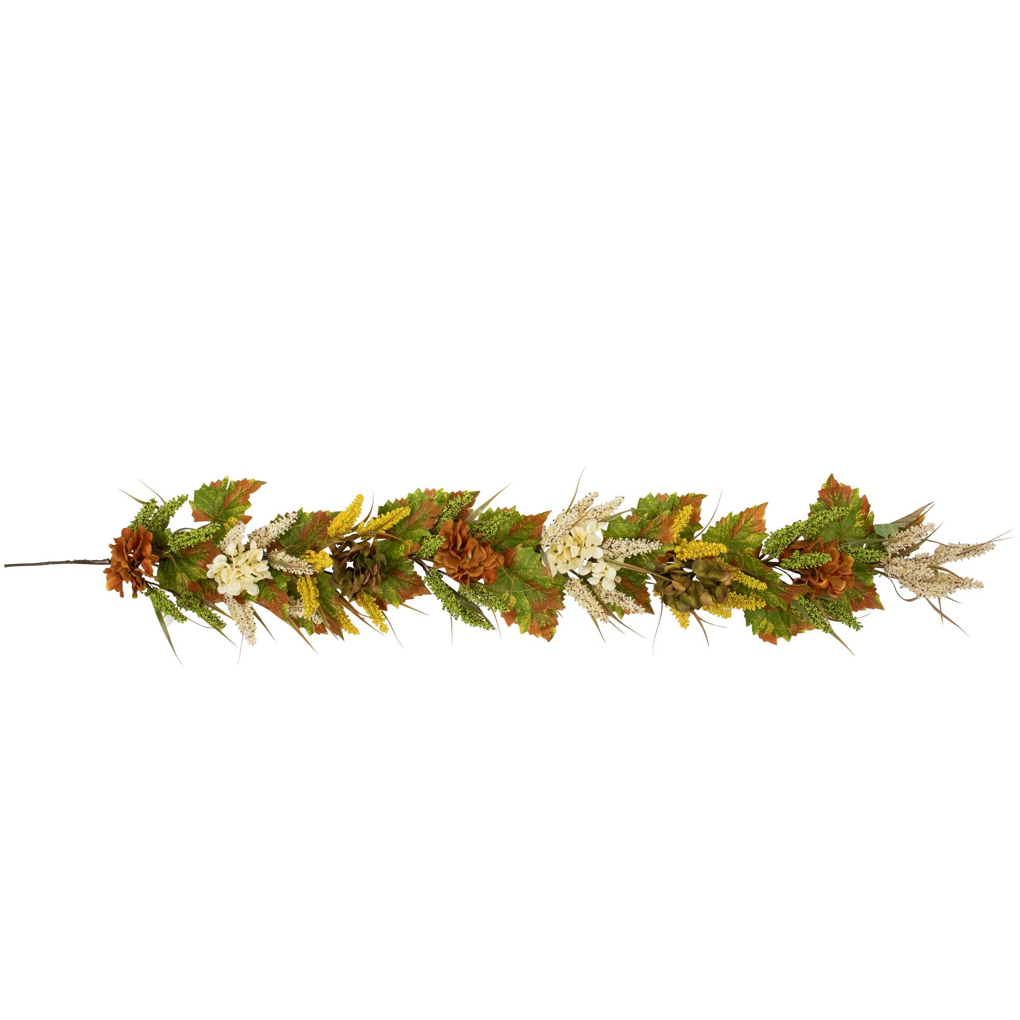 5ft. Flowers with Wheat Artificial Fall Harvest Garland